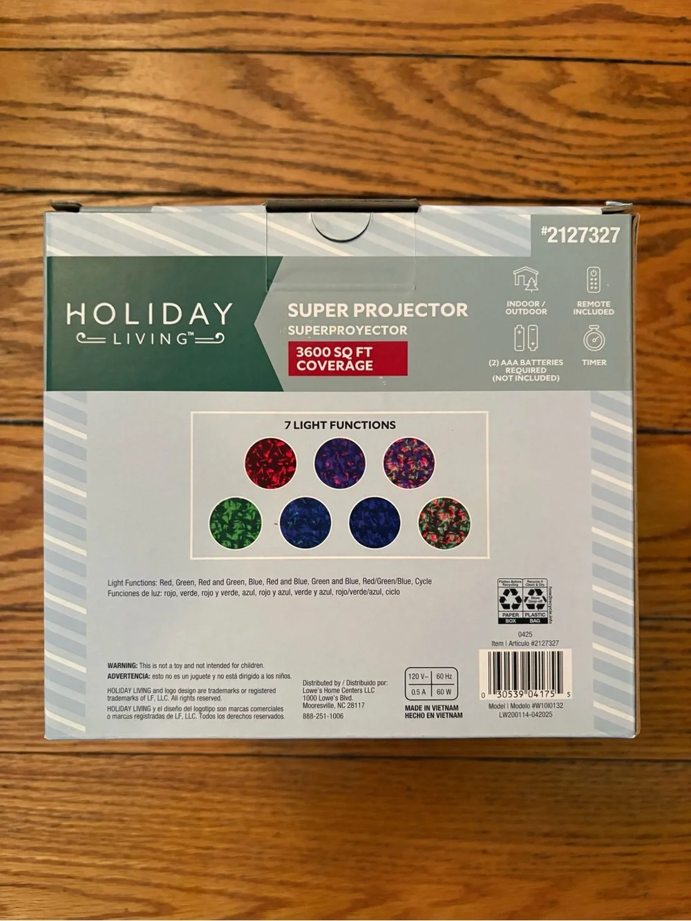 Holiday Living Projector Light Remote Timer 8 Color Function Halloween Christmas